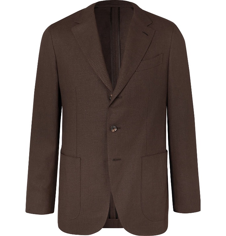 Photo: Caruso - Slim-Fit Linen and Wool-Blend Blazer - Brown