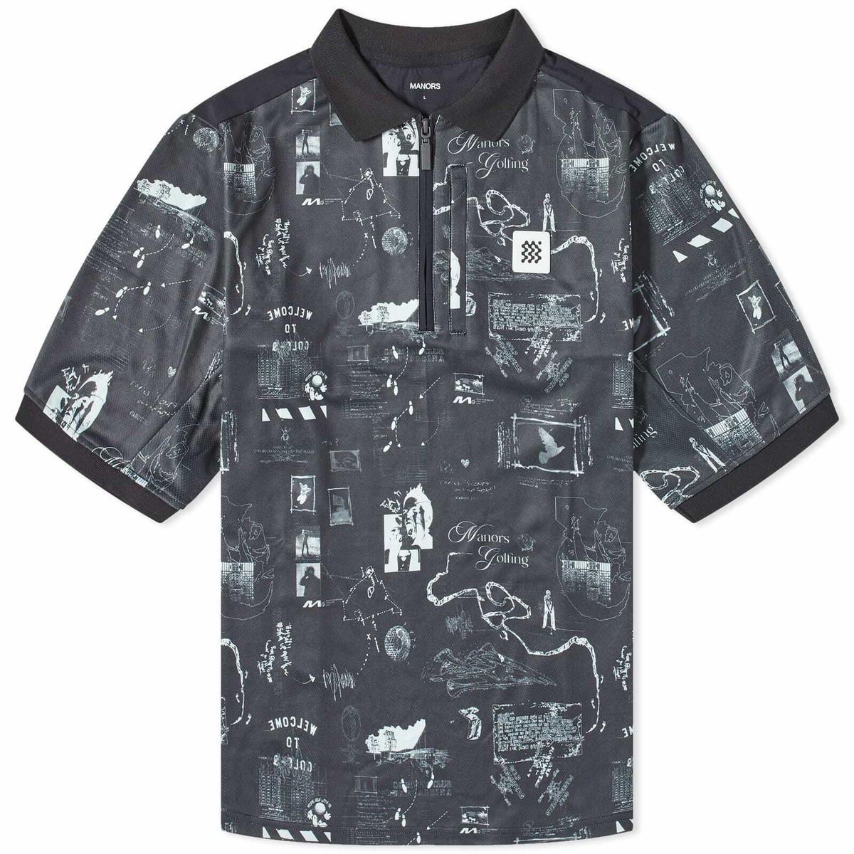 Manors Golf Men's Jersey Polo Shirt in Black