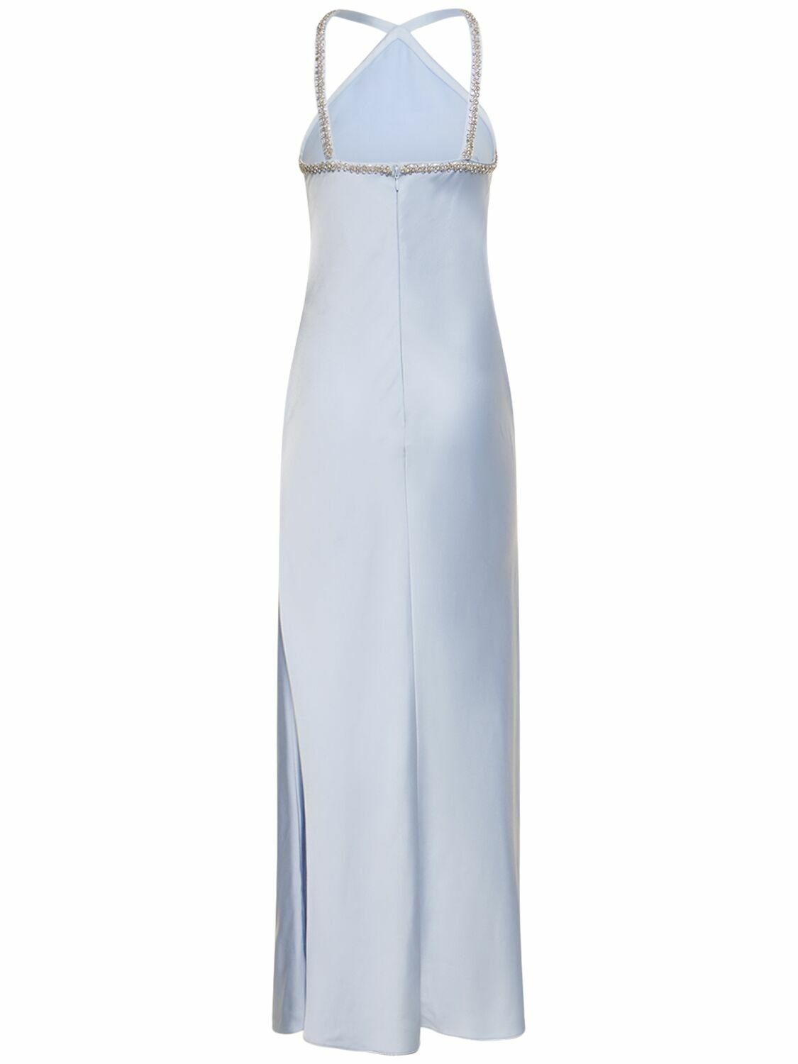 SELF-PORTRAIT - Embellished Satin Halter Neck Maxi Dress Self-Portrait