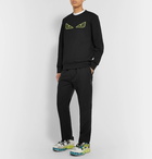 Fendi - Appliquéd Cotton-Blend Tech-Jersey Sweatshirt - Black