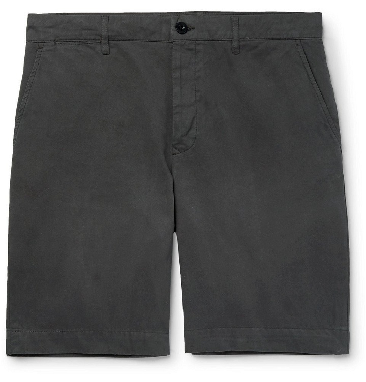 Photo: Mr P. - Slim-Fit Garment-Dyed Peached Cotton-Twill Bermuda Shorts - Black