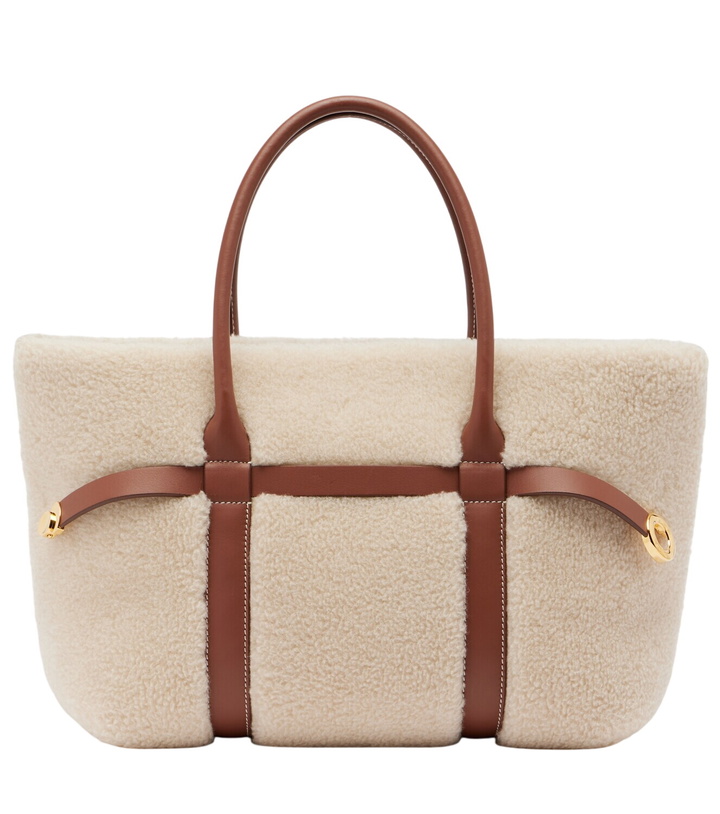 Photo: Loro Piana Ghiera Small shearling-trimmed tote bag