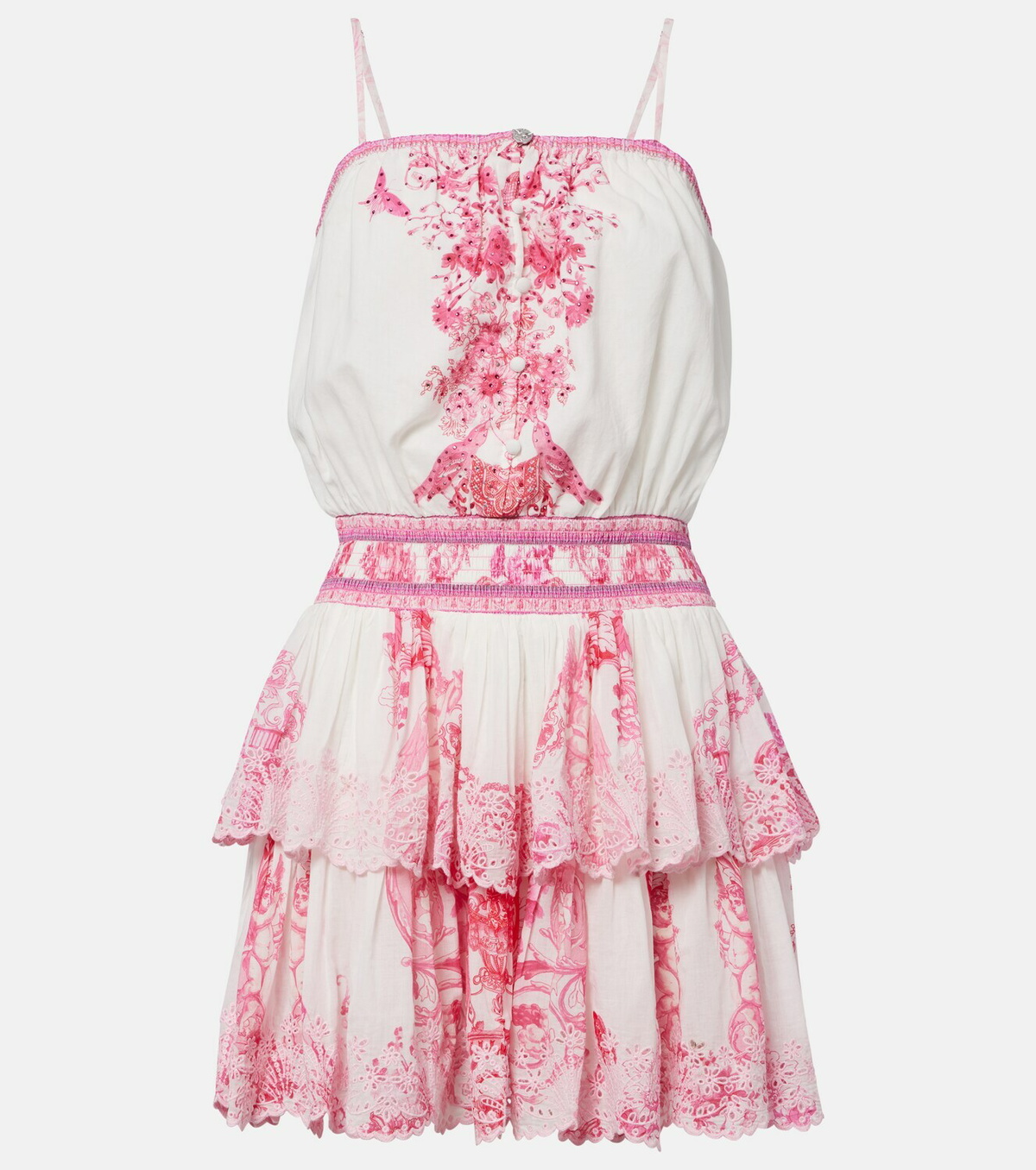Camilla Embellished printed cotton minidress