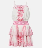 Camilla Embellished printed cotton minidress