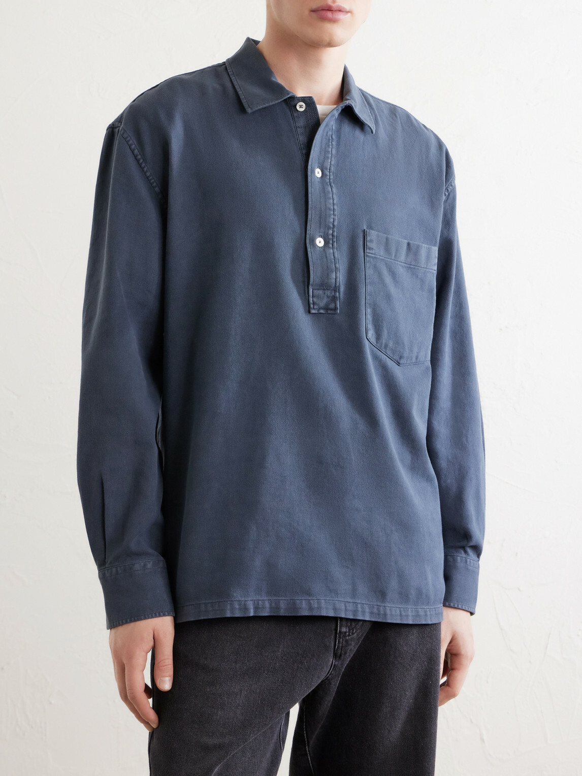 Officine Générale - Jordy Cotton-Twill Polo Shirt - Blue