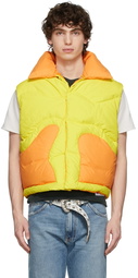 ERL Orange & Yellow Down Woven Puffer Vest