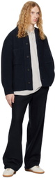 DOCUMENT Navy Heavy Weight Wool Double Pocket Cardigan