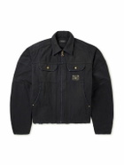 Willy Chavarria - Stockton Cropped Logo-Detailed Distressed Denim Jacket - Black