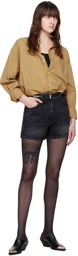 Givenchy Black Curb Chain Denim Shorts