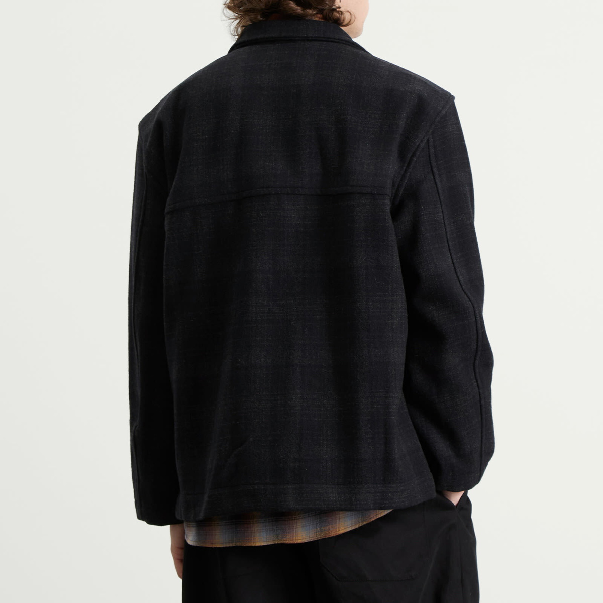 YMC Men's Cruiser Check Shirt Jacket in Black/Charcoal
