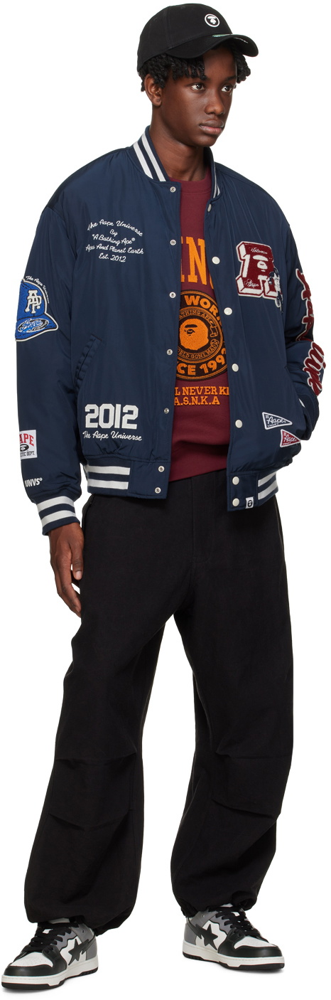 AAPE by A Bathing Ape Navy Patch Bomber Jacket AAPE by A Bathing Ape