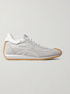 LOEWE - Flow Runner Leather-Trimmed Suede and Nylon Sneakers - Gray