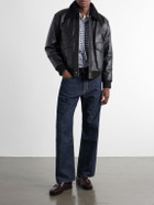 A.P.C. - Charles Wool-Fleece Trimmed Leather Jacket - Black