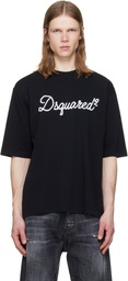Dsquared2 Black 'Dsquared2' Embroidered Loose Fit T-shirt
