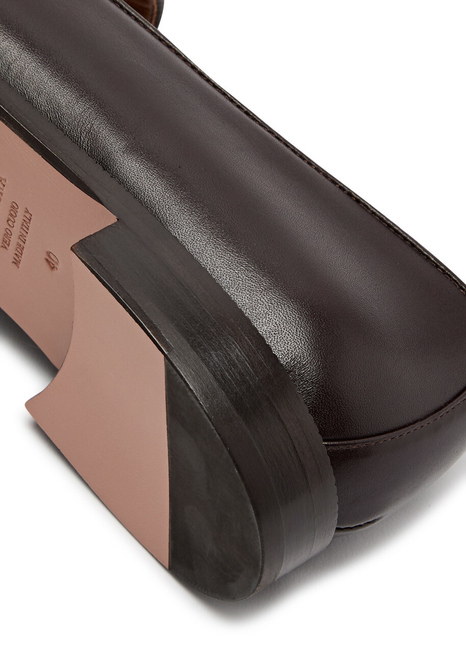 Aquazzura Brandi Leather Loafers Brown