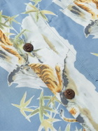 Go Barefoot - Tiger Convertible-Collar Printed Cotton-Blend Shirt - Blue
