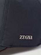 Zegna - Zephir Leather-Trimmed Logo-Appliquéd Shell Baseball Cap - Blue