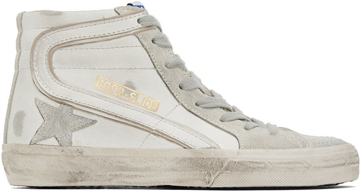 Photo: Golden Goose White & Gray Slide Classic High-Top Sneakers