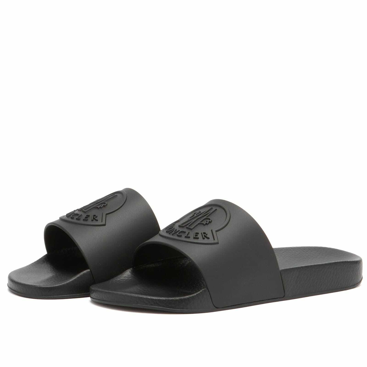 Moncler Men's Rubber Basile Slides Shoes in Black