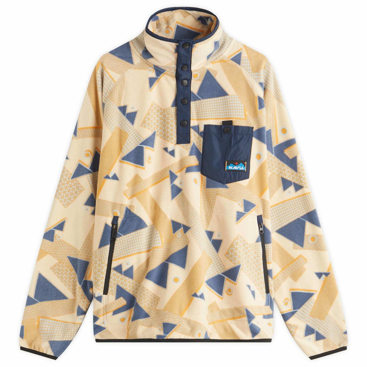 KAVU Men's Teannaway Fleece Top in Patchwork Mountain