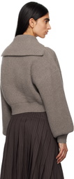 REMAIN Birger Christensen Taupe Knitted Cropper Bomber Sweater