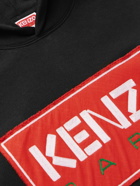 KENZO - Logo-Appliquéd Cotton-Blend Jersey Hoodie - Black