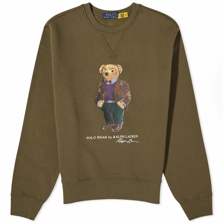 Photo: Polo Ralph Lauren Men's Heritage Bear Crew Sweat in Expedition Olive