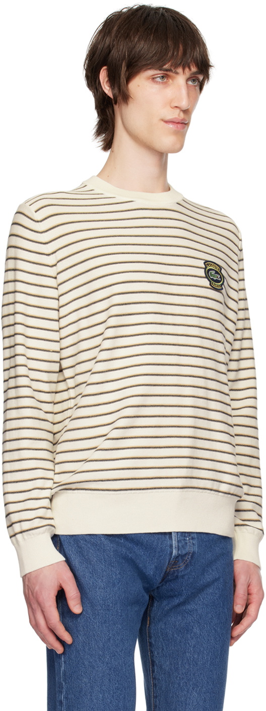 Lacoste Off-White Striped Sweater