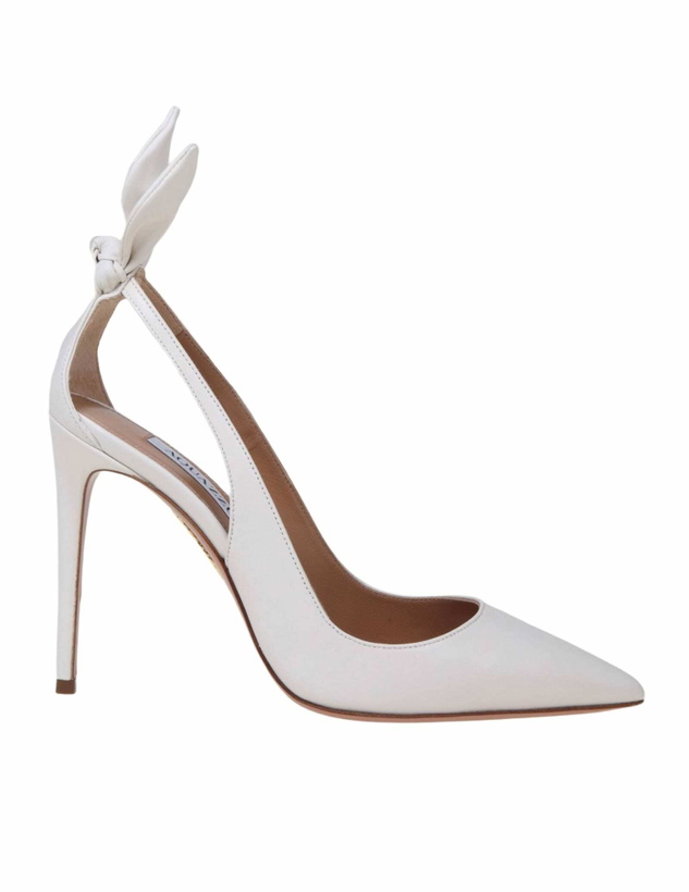 Photo: Aquazzura Decollete Bow Tie 105 In Nappa Color White