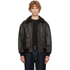 Dunst Black Detachable A-2 Leather Jacket