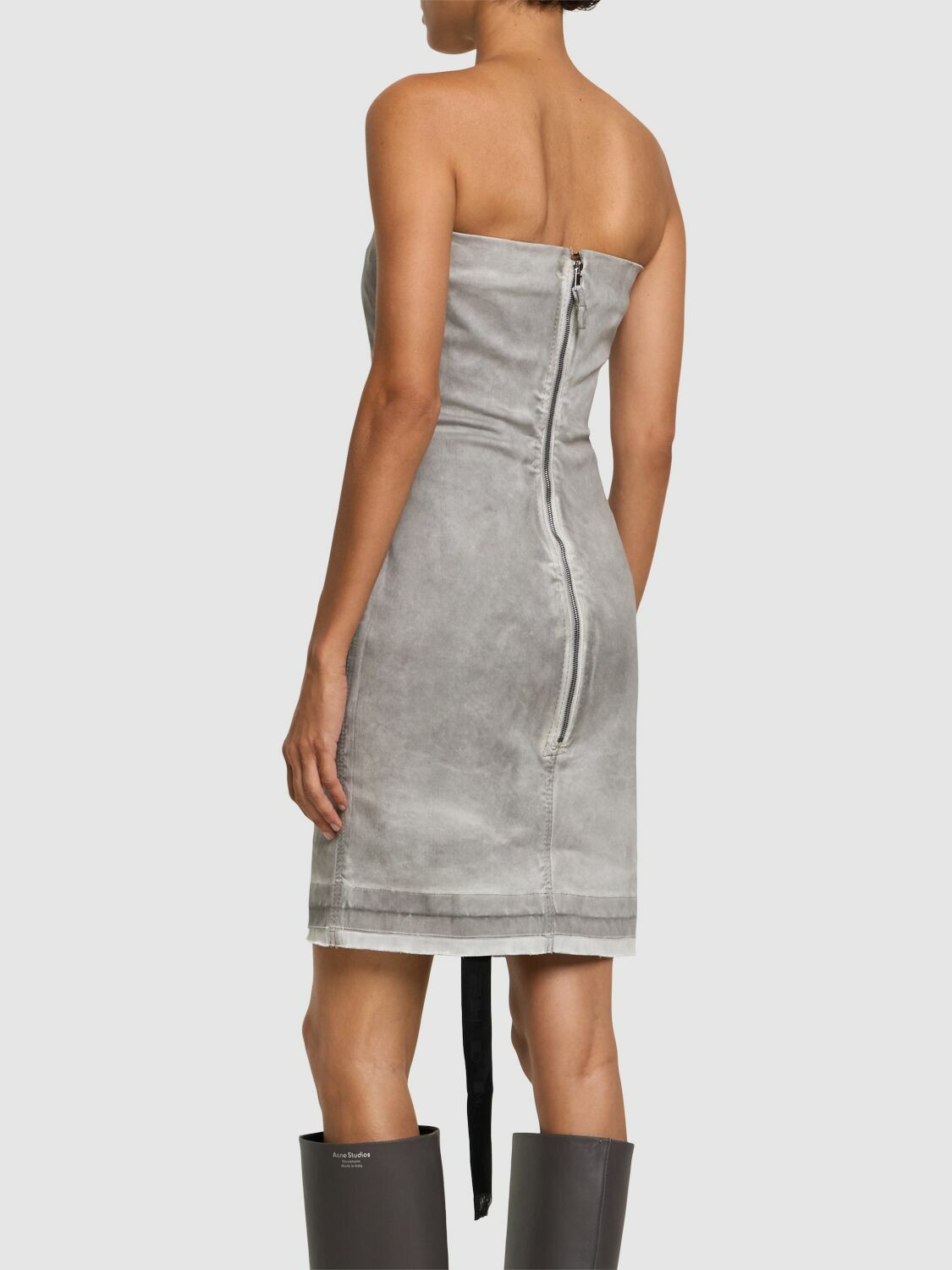 RICK OWENS DRKSHDW Splintered Denim Bustier Mini Dress Rick Owens