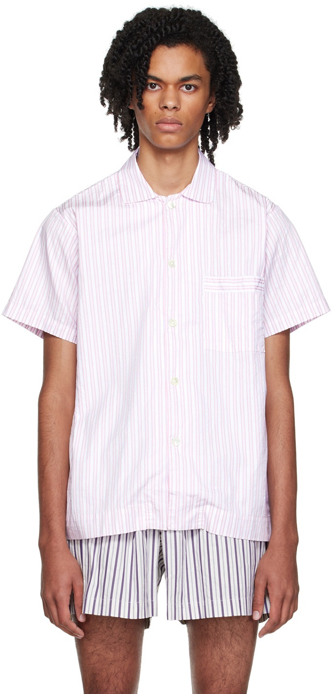 Tekla Pink Stripe Pyjama Shirt Tekla Fabrics