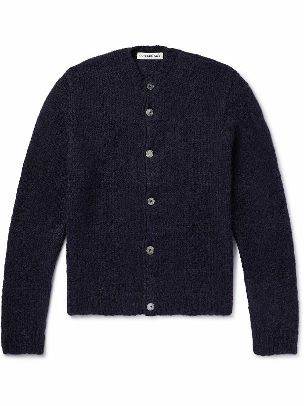 Photo: Our Legacy - Opa Brushed Ribbed-Knit Cardigan - Blue