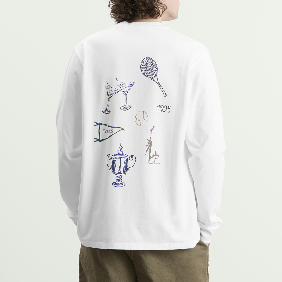 Palmes Men's Pennant Longsleeve T-Shirt in White