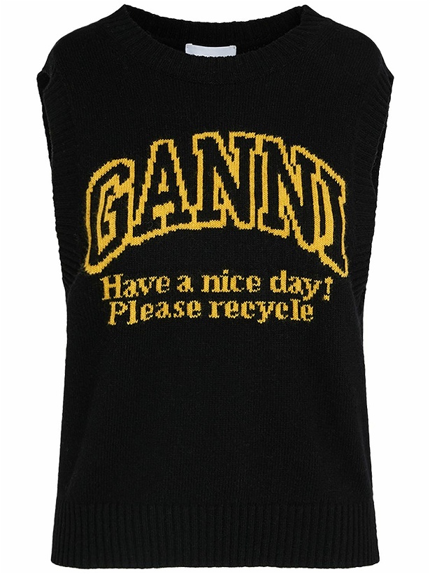 Photo: GANNI - Graphic Logo Intarsia Wool Blend Vest