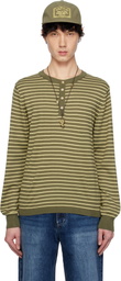 AFTER PRAY Khaki Stripe Knit Henley