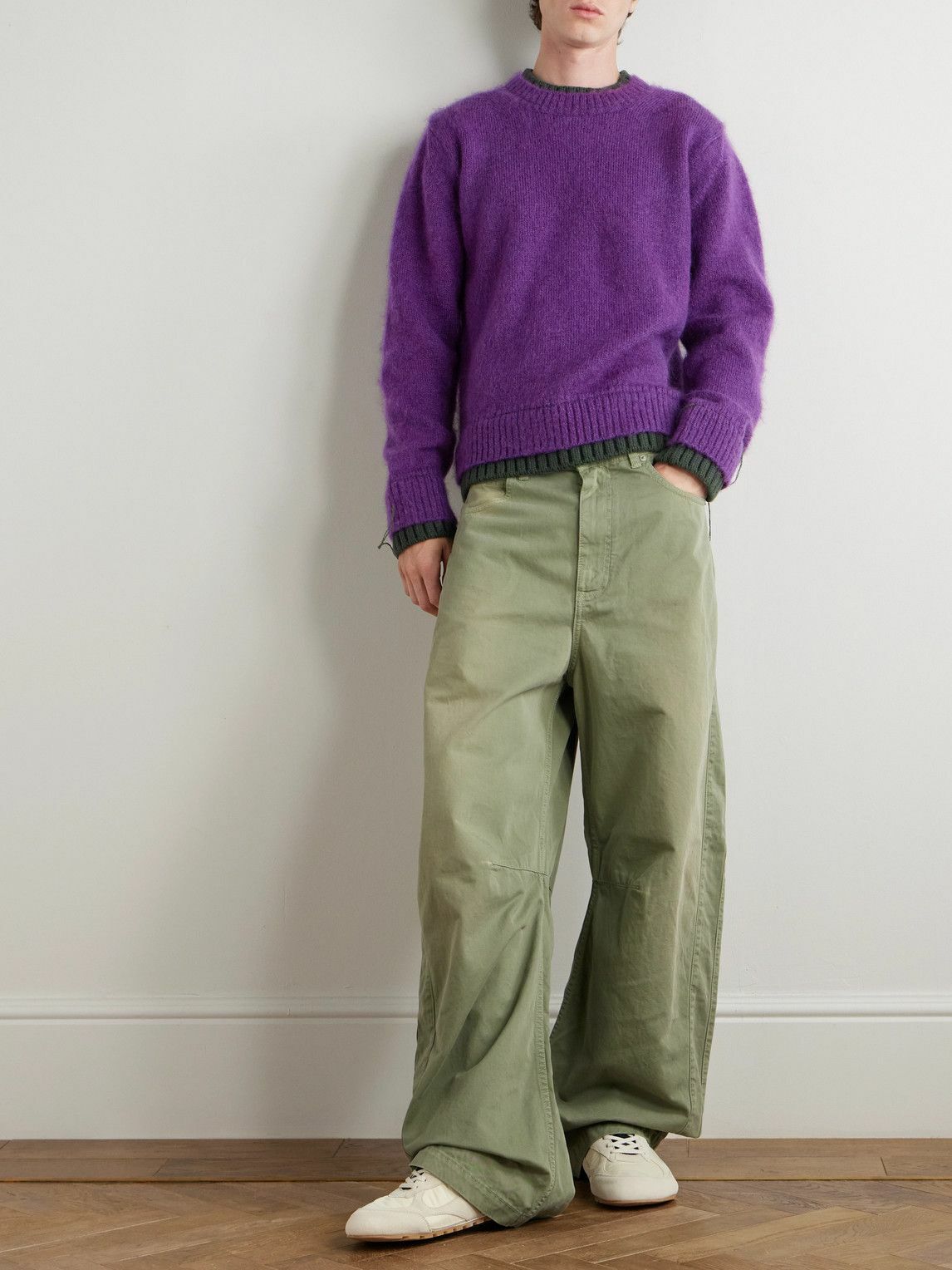 sacai 2wayニット Sacai - Two-Tone Mohair-Blend Sweater - Purple Sacai