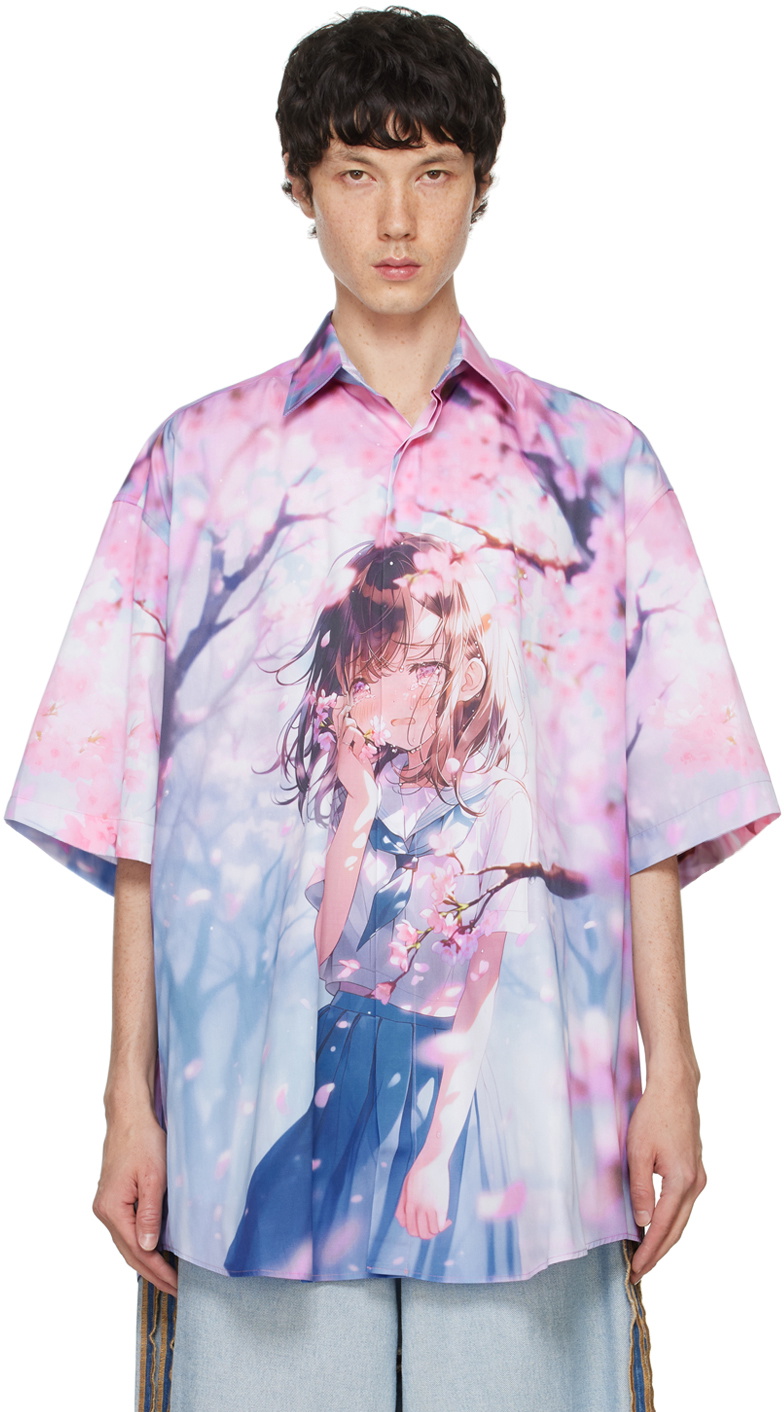 VETEMENTS Purple Anime Short Sleeve Shirt