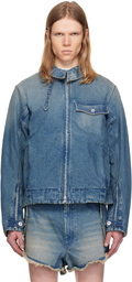Random Identities Blue Washed Zipped Denim Jacket