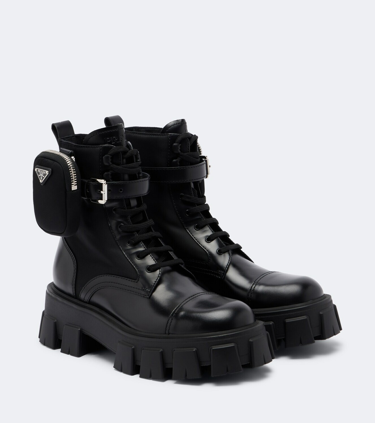 Prada Monolith leather ankle boots