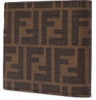 Fendi - Logo-Print Cross-Grain Leather Billfold Wallet - Brown