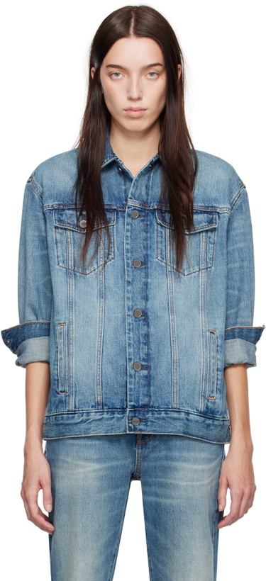Photo: Calvin Klein Blue Halo Selvedge Elongated Trucker Denim Jacket