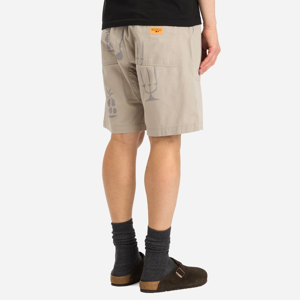 Service Works Men's Poplin Printed Chef Shorts in Stone