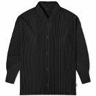 Homme Plissé Issey Miyake Men's Pleated Shirt Jacket in Black