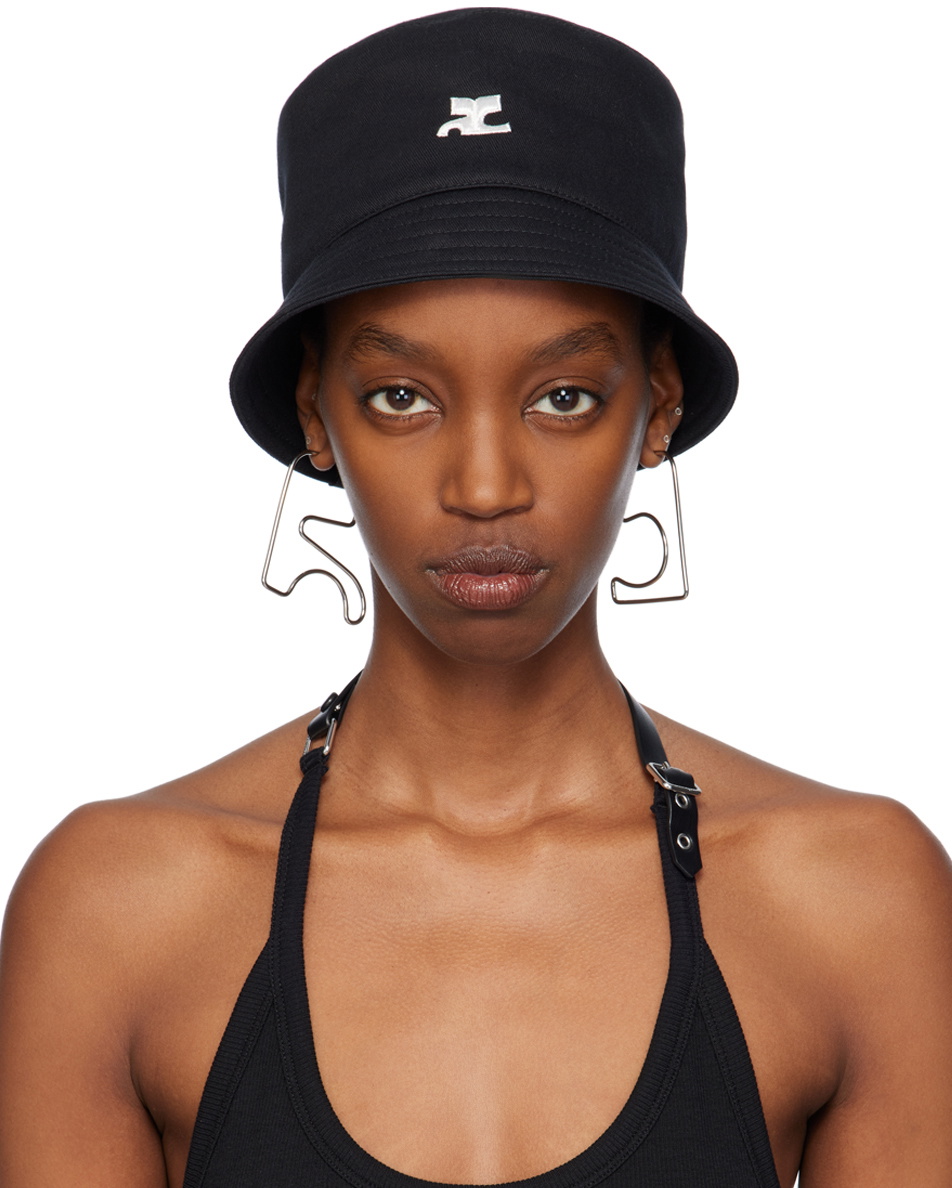 Courrèges Black Signature Bucket Hat Courreges