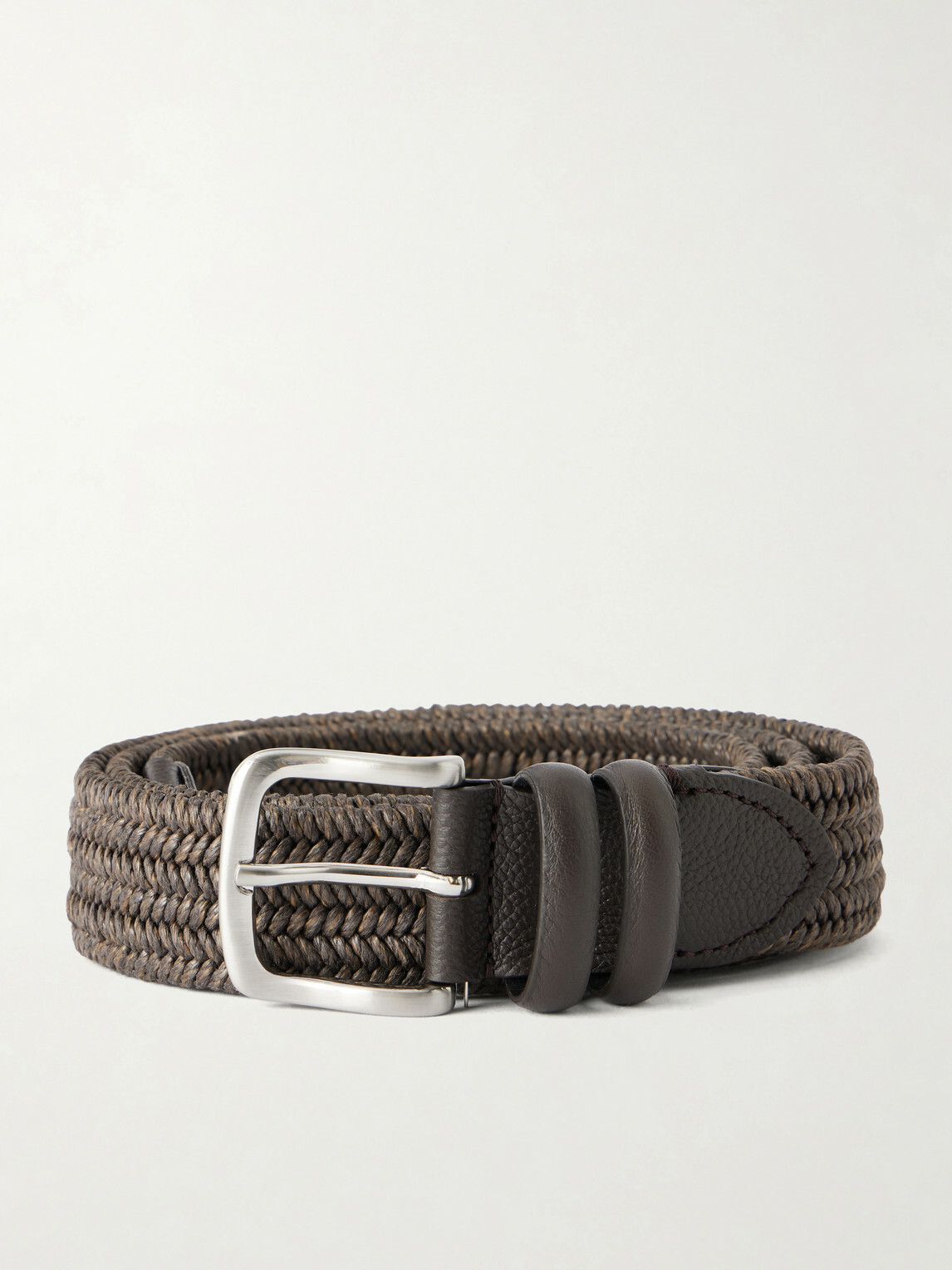 Mr P. - 3.5cm Leather-Trimmed Woven Belt - Brown