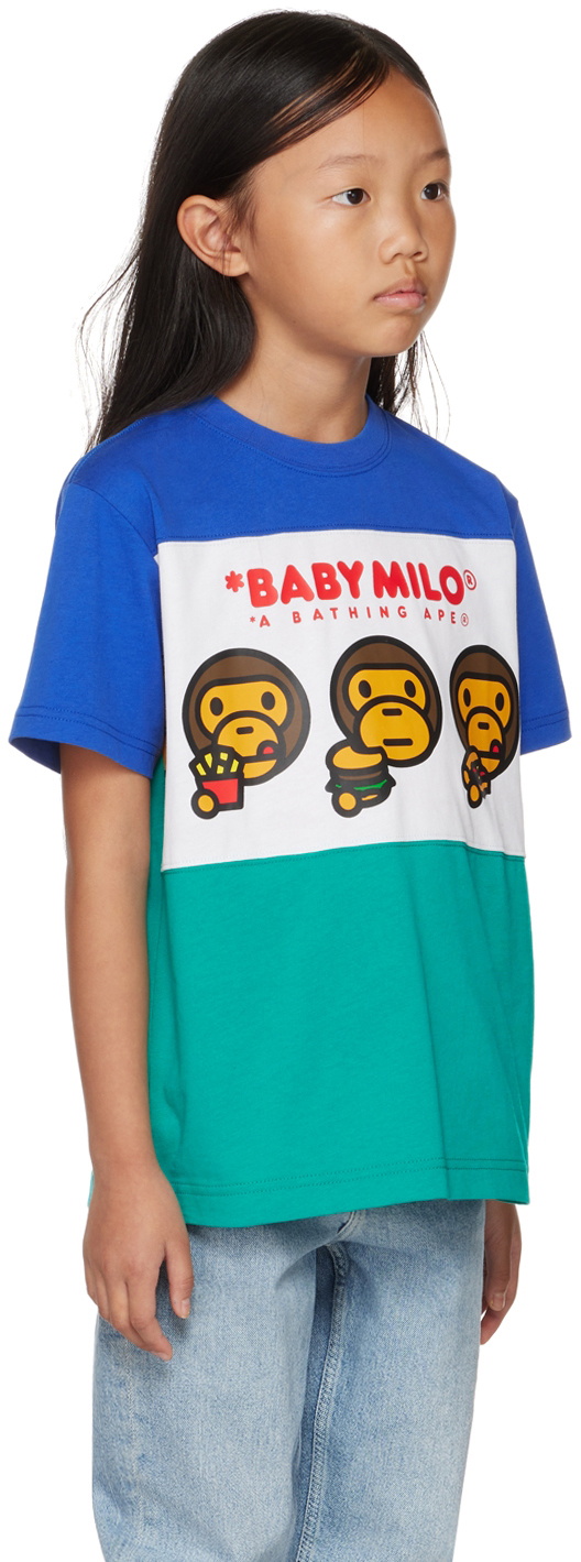 BAPE Kids Blue & Green Baby Milo Junk Food T-Shirt A Bathing Ape