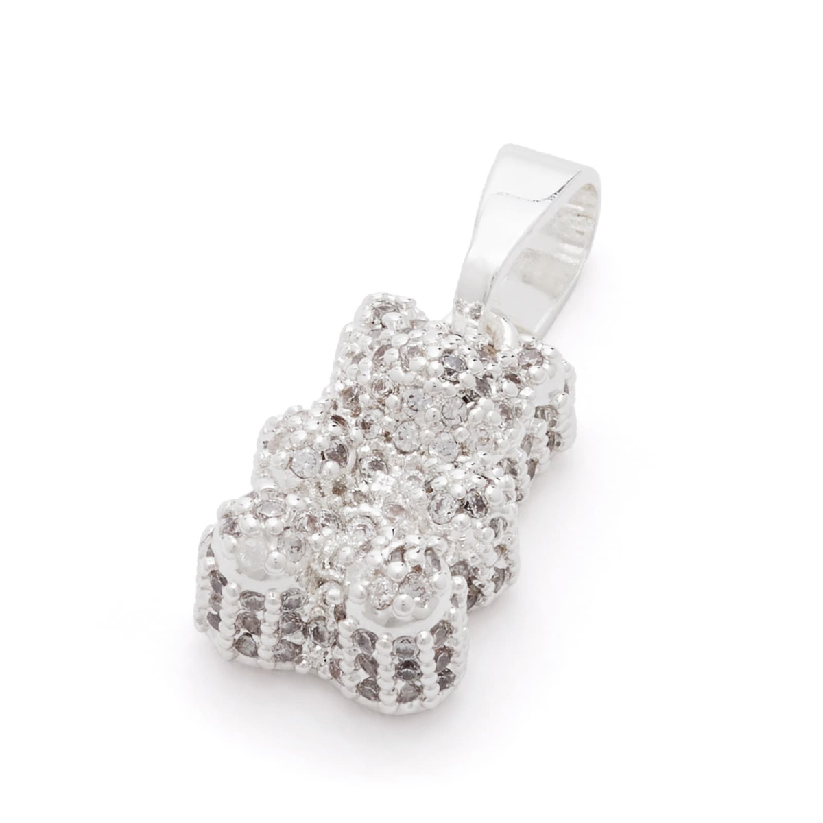 Crystal Haze Women's Pave Nostalgia Bear Necklace Charm in Silver 