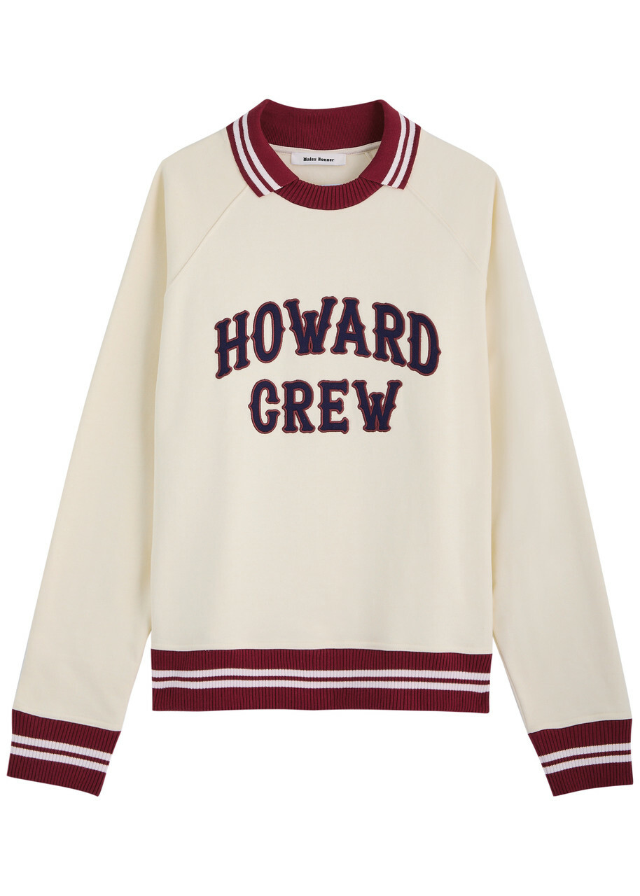 Wales Bonner Crew Embroidered Cotton Sweatshirt Ivory