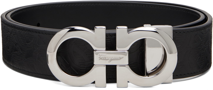 Photo: Ferragamo Black Adjustable Gancini Reversible Belt